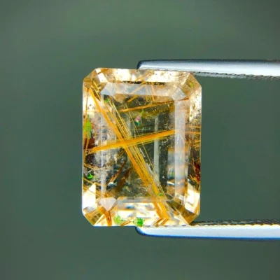 Rare Actinolite Crystals in Topaz with 8.26 carats